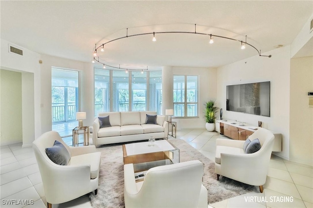 tiled living room with visible vents