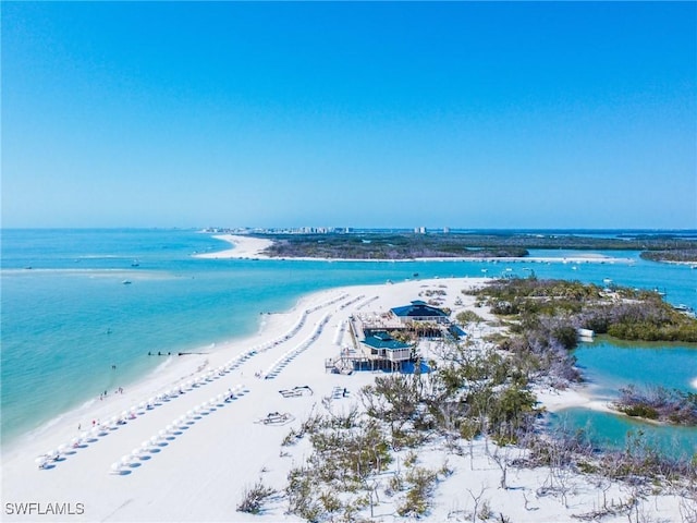 property view of water with a beach view