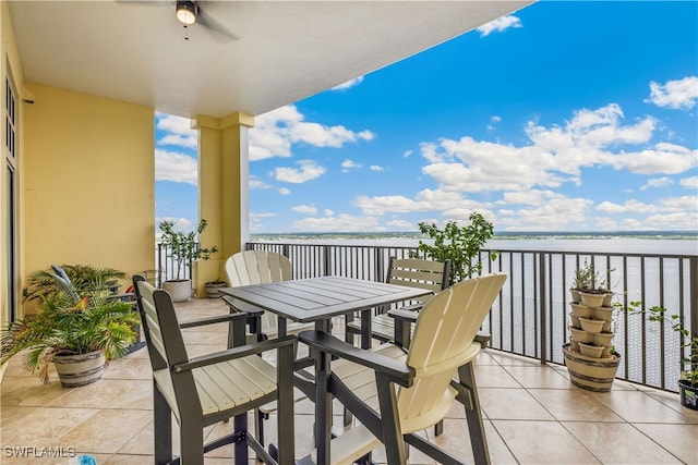 balcony with a water view