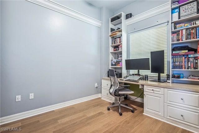 office featuring light hardwood / wood-style flooring