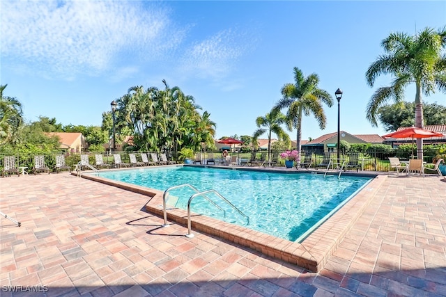 view of pool featuring a patio area