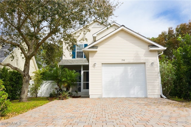 view of property featuring a garage