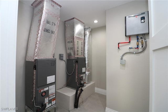 utility room with water heater