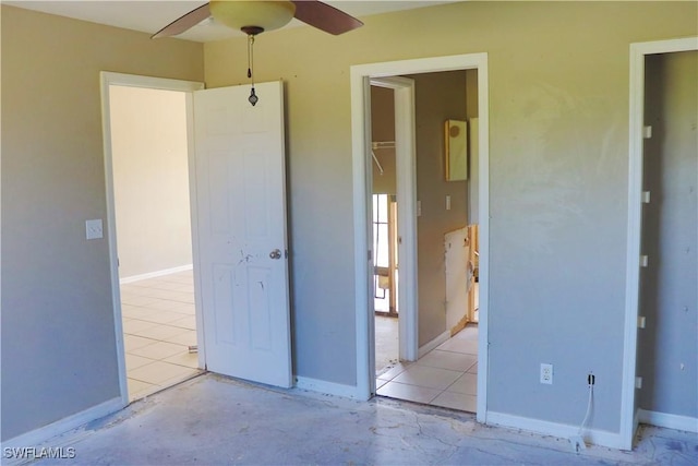 unfurnished bedroom with ceiling fan