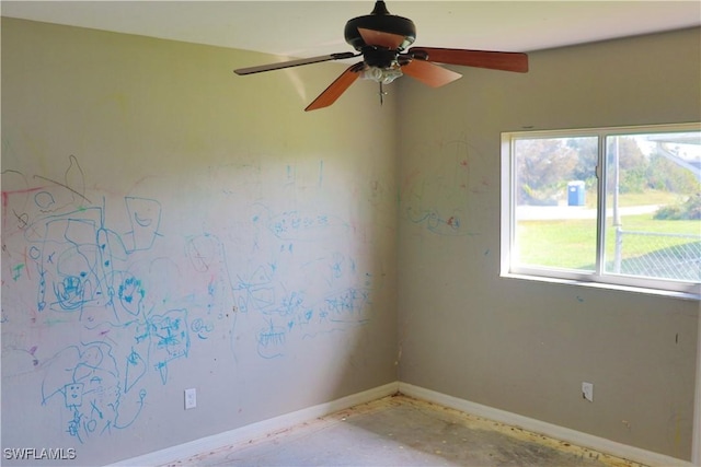 unfurnished room with ceiling fan