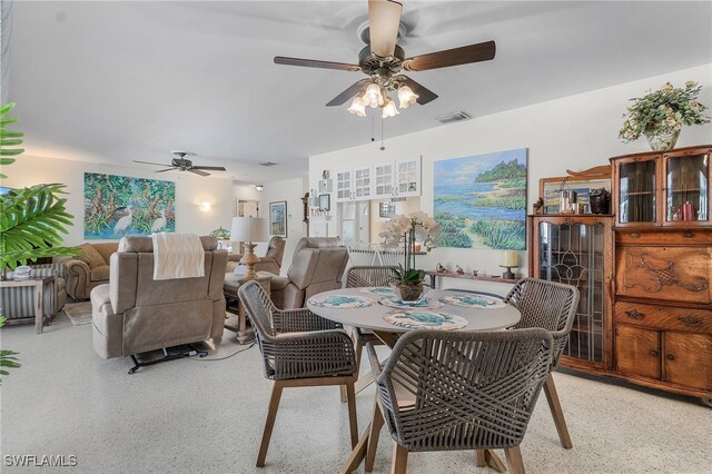 dining area featuring ceiling fan