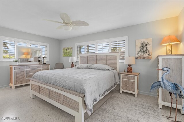 bedroom featuring ceiling fan