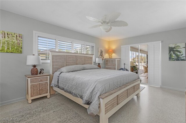 bedroom featuring ceiling fan