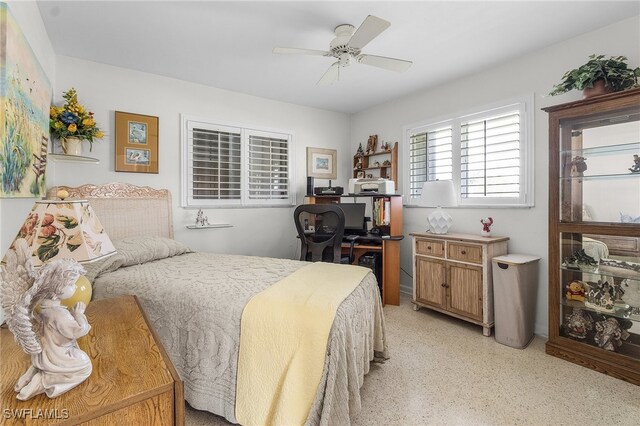 bedroom featuring ceiling fan