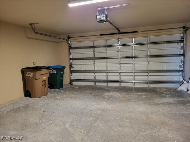 garage with a garage door opener