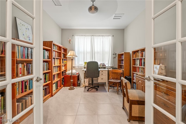 view of tiled office space