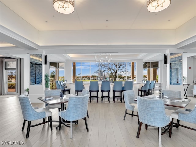 dining room with light wood-type flooring