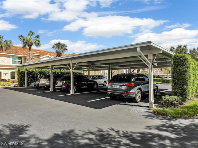 view of parking with a carport