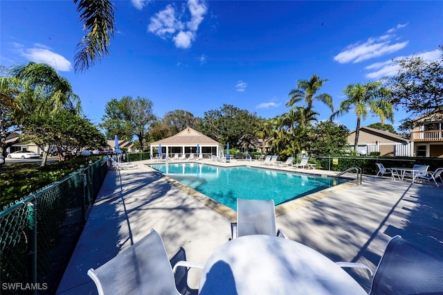 view of swimming pool featuring a patio