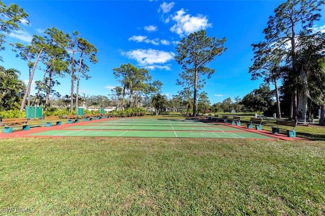 view of community featuring a yard