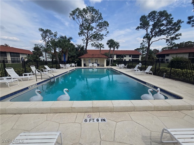 view of swimming pool with a patio