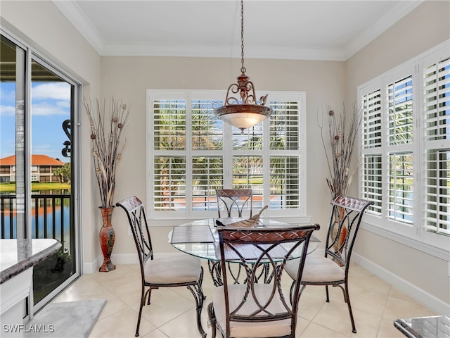 dining area with a healthy amount of sunlight and light tile patterned floors