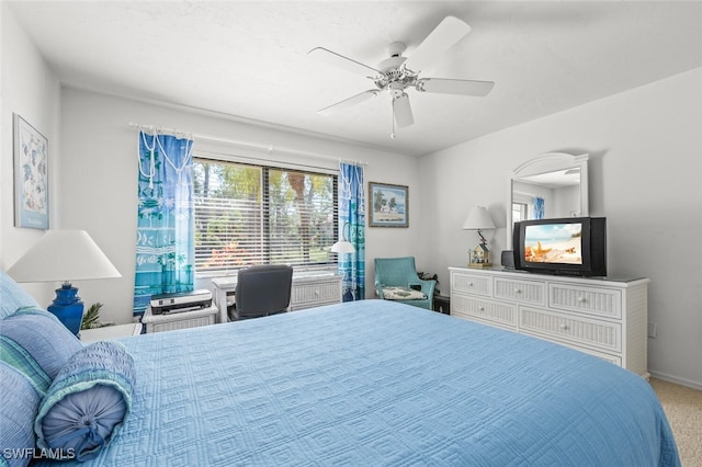 bedroom with carpet floors and ceiling fan