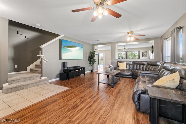 living room featuring light hardwood / wood-style flooring