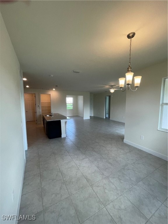 interior space with an inviting chandelier