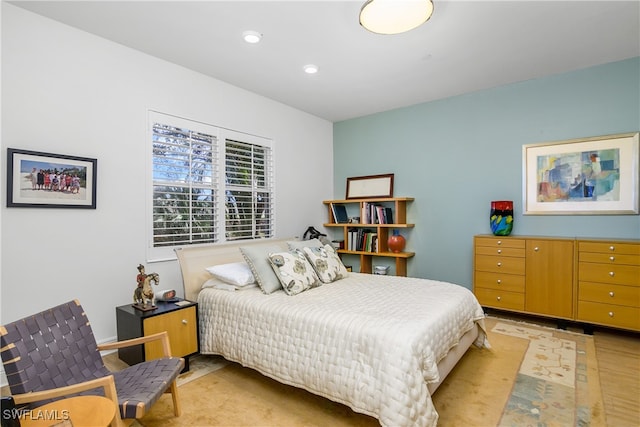 bedroom with recessed lighting