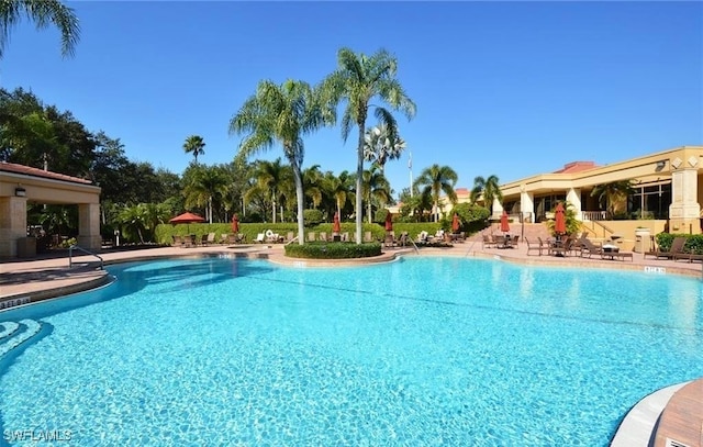 pool with a patio area