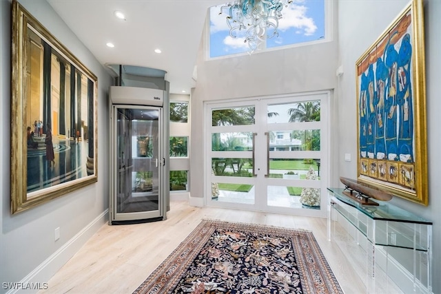 interior space with light hardwood / wood-style floors