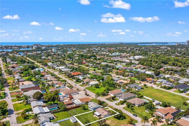 bird's eye view featuring a water view