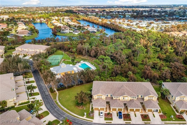 bird's eye view featuring a water view