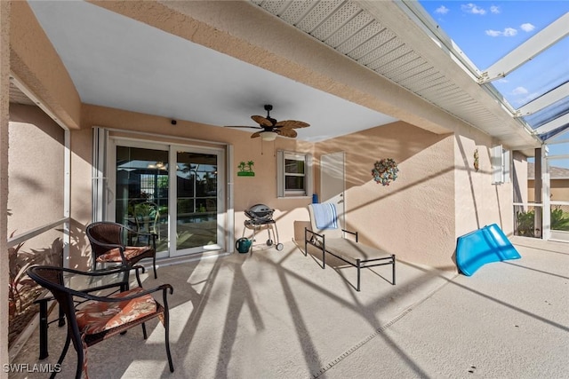 view of patio with ceiling fan