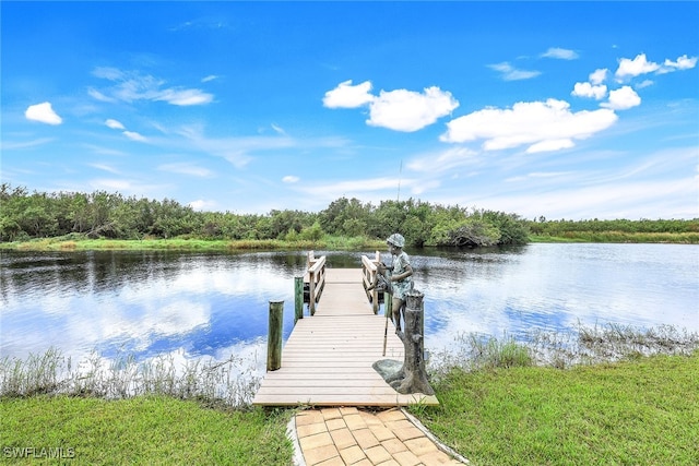 view of dock featuring a water view