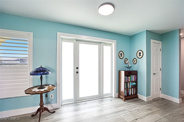 foyer entrance featuring light hardwood / wood-style floors and a wealth of natural light