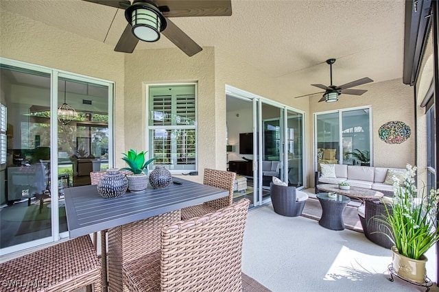 view of patio / terrace featuring an outdoor hangout area and ceiling fan