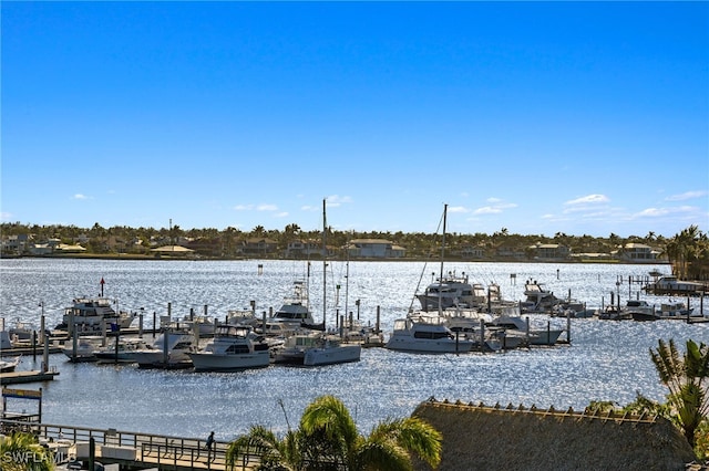 exterior space featuring a water view