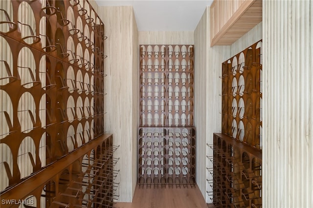 wine cellar featuring hardwood / wood-style floors