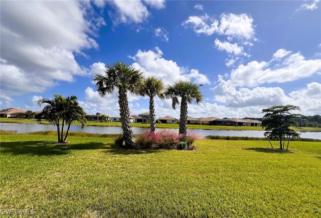 view of yard featuring a water view