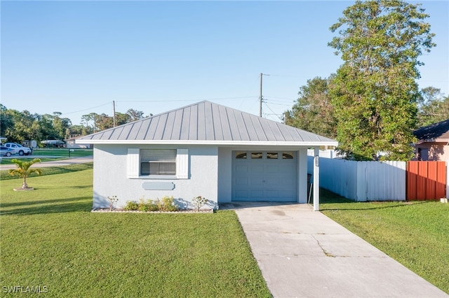 garage with a yard