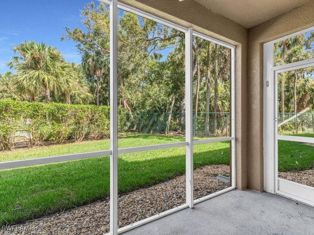 view of unfurnished sunroom