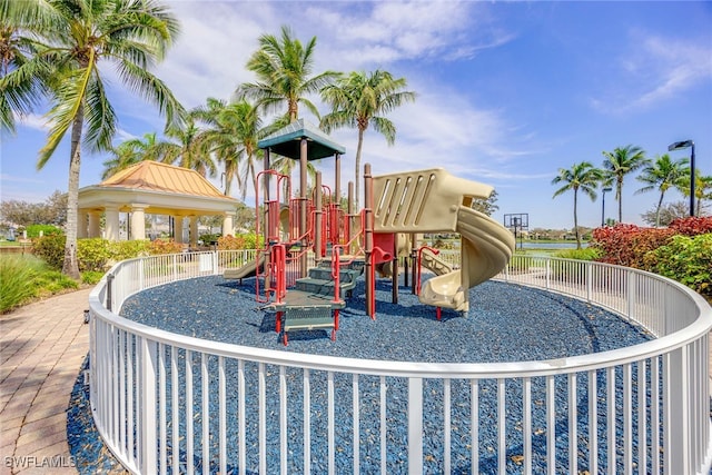 view of playground with a gazebo