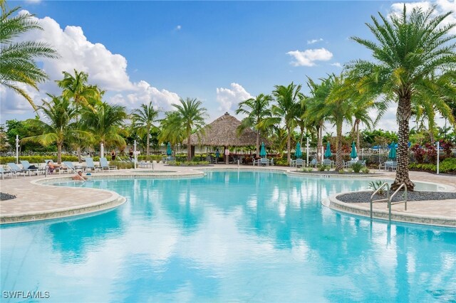 view of pool featuring a patio