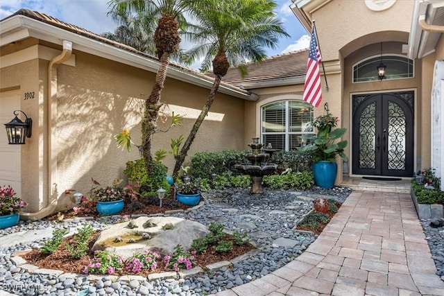 property entrance with french doors