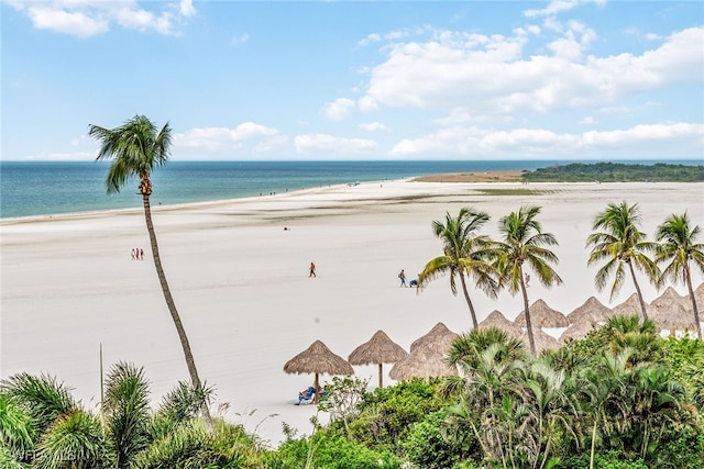 view of water feature featuring a beach view