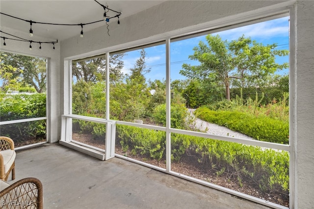 view of unfurnished sunroom