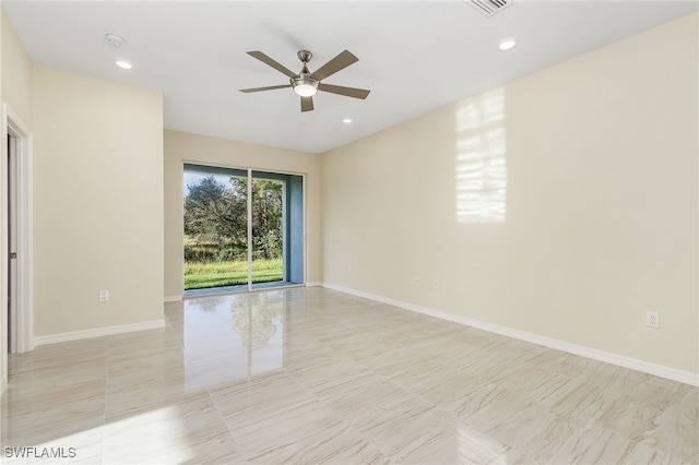 unfurnished room featuring ceiling fan