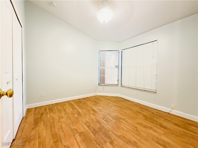 unfurnished bedroom with light hardwood / wood-style floors