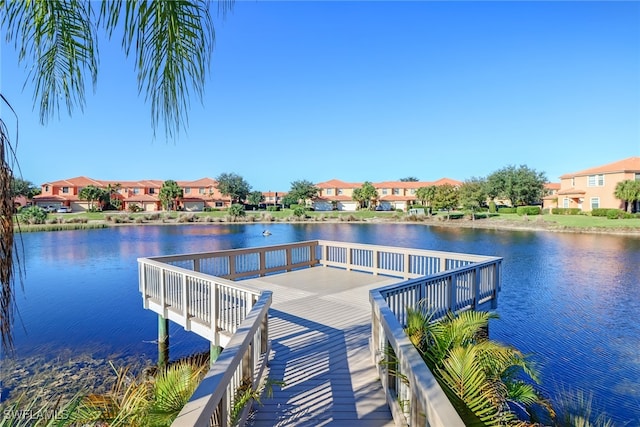 view of dock featuring a water view