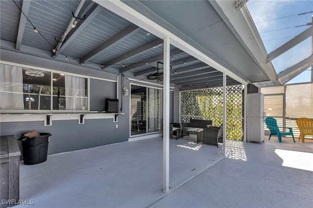 view of patio / terrace featuring an outdoor living space and ceiling fan