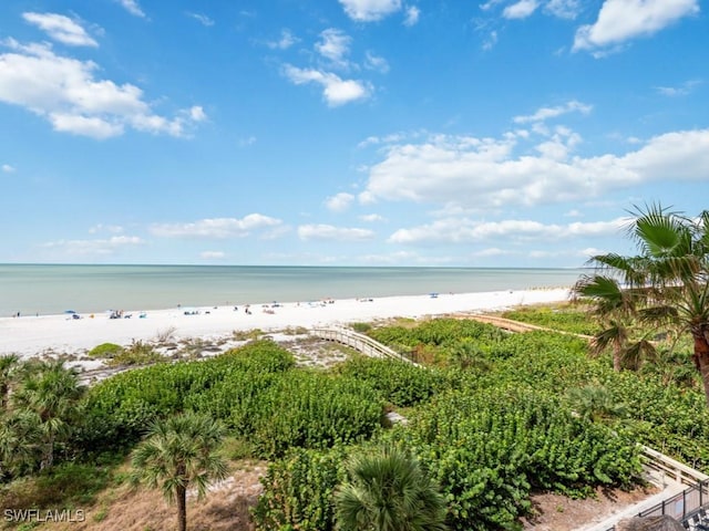 property view of water with a beach view