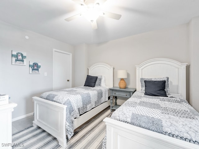 bedroom featuring ceiling fan