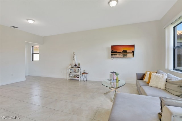 view of tiled living room